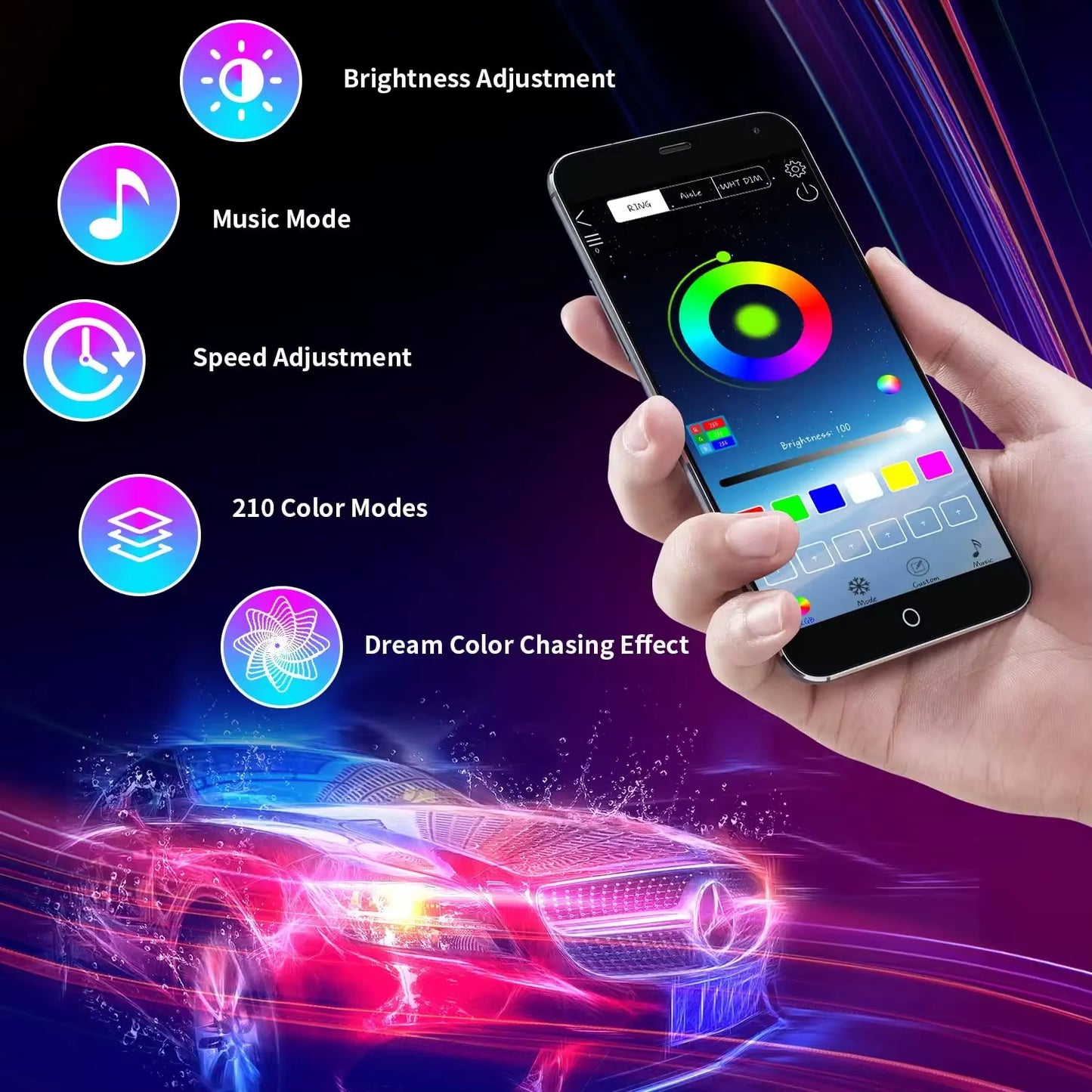 AutoComfortz™ – Dynamic RGB Underglow LED Kit with APP Control