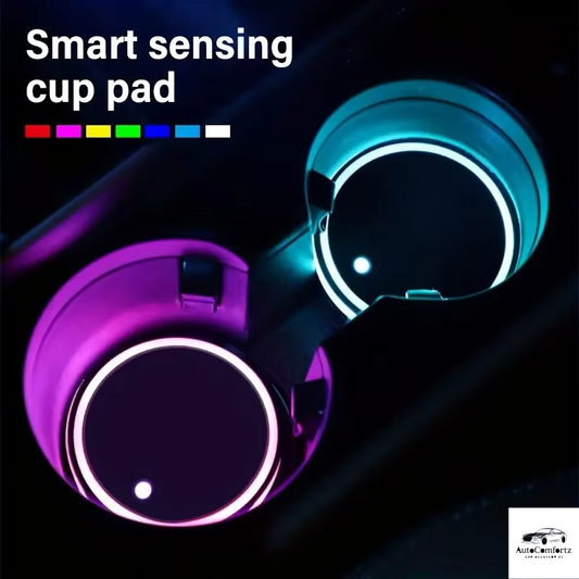 🚘 AutoComfortz™ Smart LED Cup Pad – Motion & Light Sensing Coasters (2PCS)