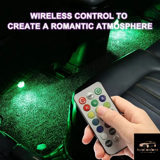 AutoComfortz™ RGB Interior LED Pods — Waterproof Ambient Light Set w/ Remote Control (13 Colors)